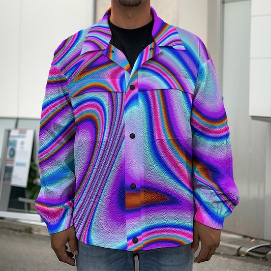 Purple Psychedelic Trippy Print Men's Shirt Jacket