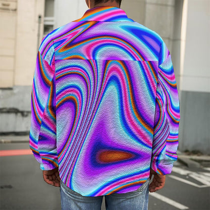 Purple Psychedelic Trippy Print Men's Shirt Jacket