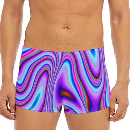 Purple Psychedelic Trippy Print Men's Short Boxer Briefs