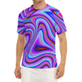 Purple Psychedelic Trippy Print Men's Short Sleeve Rash Guard