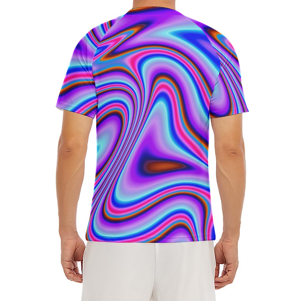 Purple Psychedelic Trippy Print Men's Short Sleeve Rash Guard