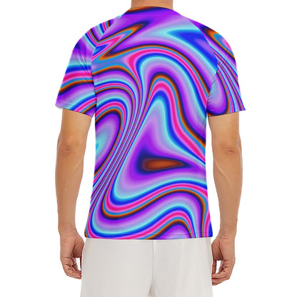 Purple Psychedelic Trippy Print Men's Short Sleeve Rash Guard