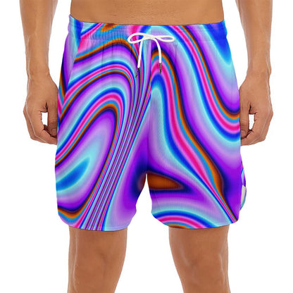 Purple Psychedelic Trippy Print Men's Split Running Shorts
