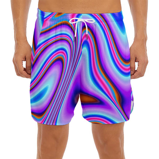 Purple Psychedelic Trippy Print Men's Split Running Shorts