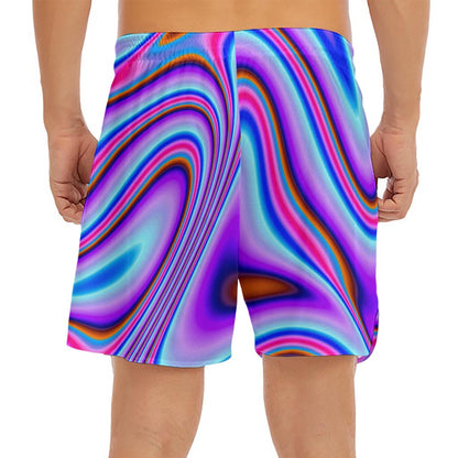 Purple Psychedelic Trippy Print Men's Split Running Shorts