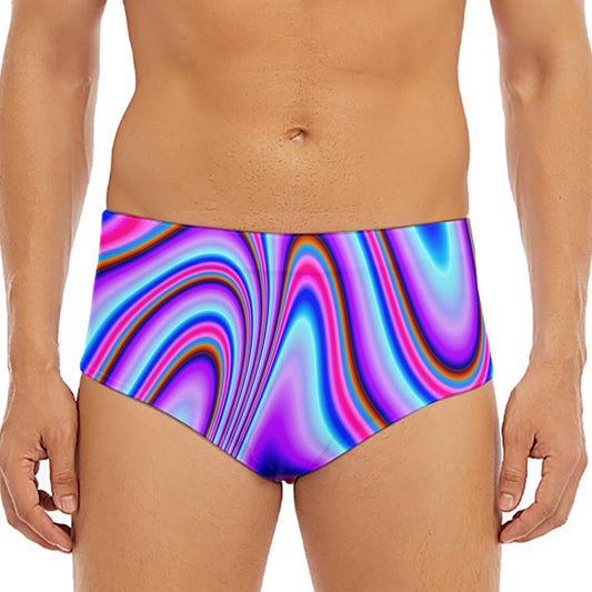 Purple Psychedelic Trippy Print Men's Triangle Swim Briefs