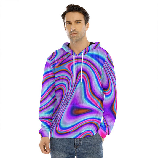 Purple Psychedelic Trippy Print Men's Velvet Pullover Hoodie