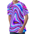 Purple Psychedelic Trippy Print Men's Velvet T-Shirt
