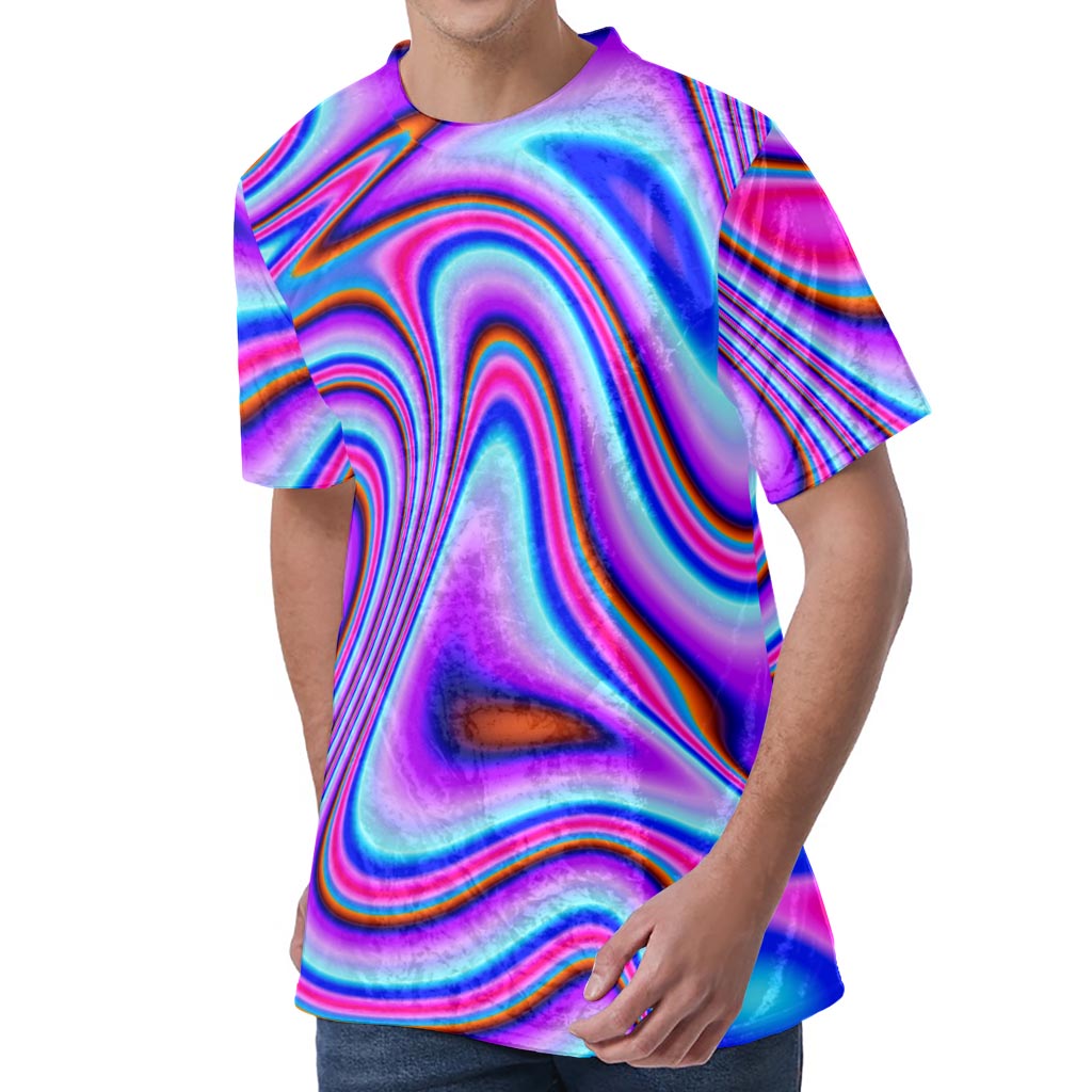 Purple Psychedelic Trippy Print Men's Velvet T-Shirt