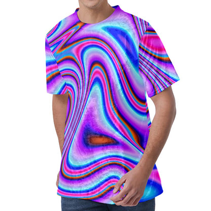 Purple Psychedelic Trippy Print Men's Velvet T-Shirt