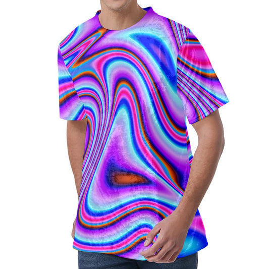 Purple Psychedelic Trippy Print Men's Velvet T-Shirt