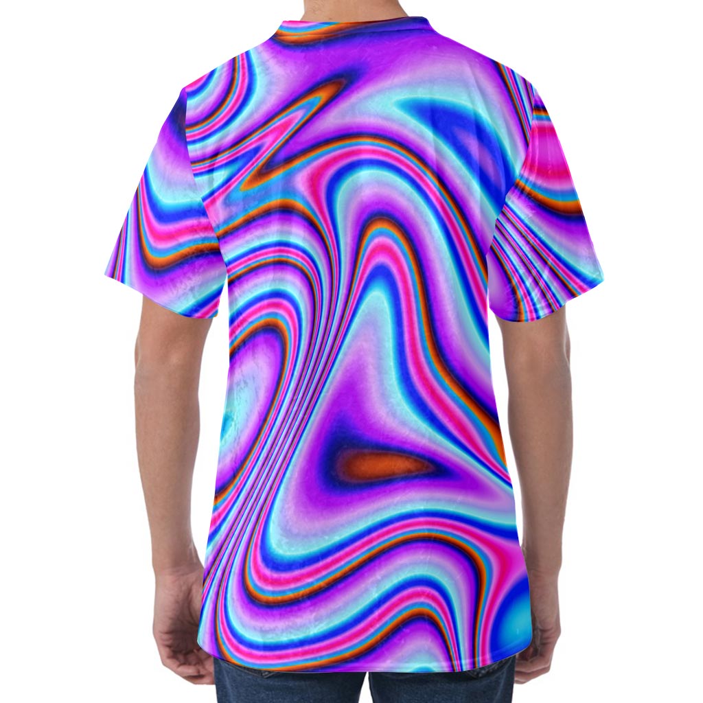 Purple Psychedelic Trippy Print Men's Velvet T-Shirt