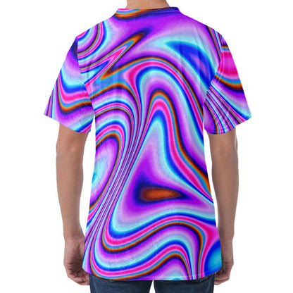 Purple Psychedelic Trippy Print Men's Velvet T-Shirt