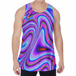 Purple Psychedelic Trippy Print Men's Velvet Tank Top
