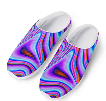 Purple Psychedelic Trippy Print Mesh Casual Shoes