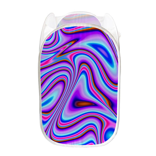 Purple Psychedelic Trippy Print Mesh Laundry Hamper