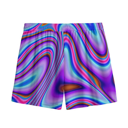 Purple Psychedelic Trippy Print Mesh Shorts