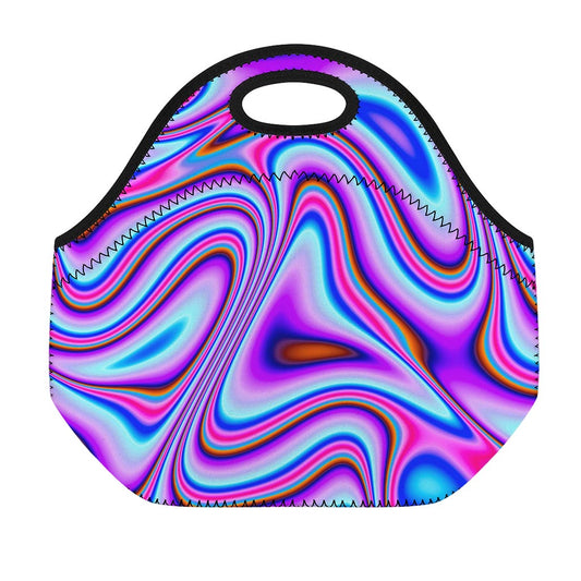 Purple Psychedelic Trippy Print Neoprene Lunch Bag