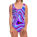 Purple Psychedelic Trippy Print One Piece Swimsuit