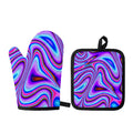 Purple Psychedelic Trippy Print Oven Mitt And Pot Holder Set