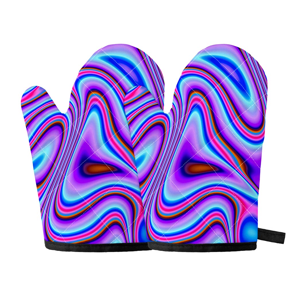 Purple Psychedelic Trippy Print Oven Mitts
