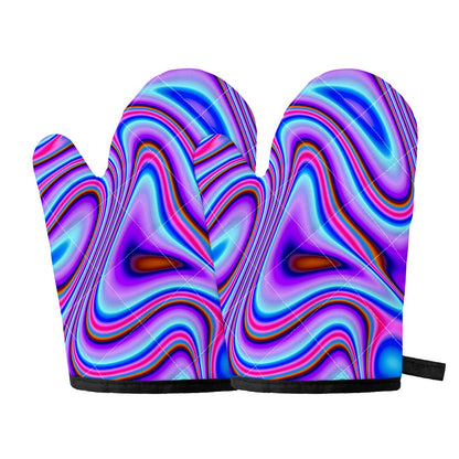 Purple Psychedelic Trippy Print Oven Mitts