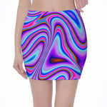 Purple Psychedelic Trippy Print Pencil Mini Skirt