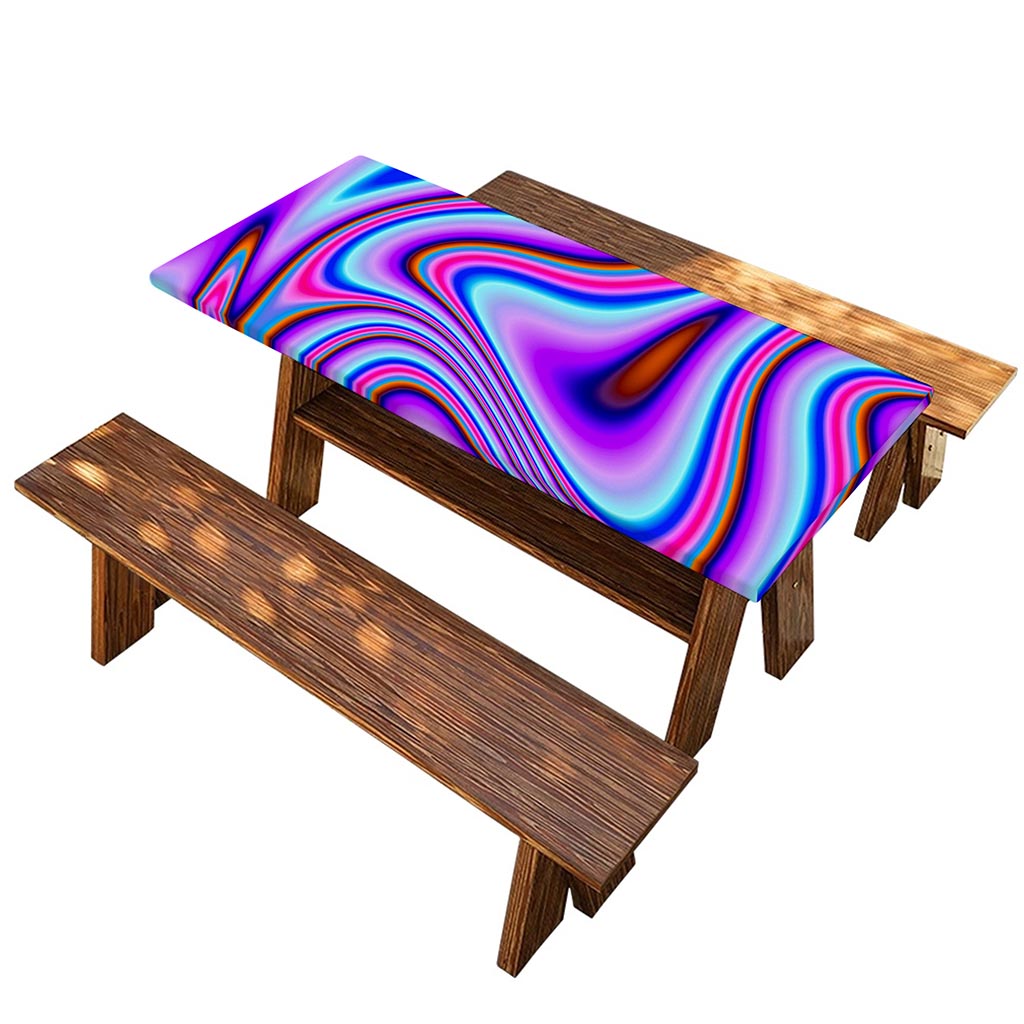 Purple Psychedelic Trippy Print Picnic Table Cover