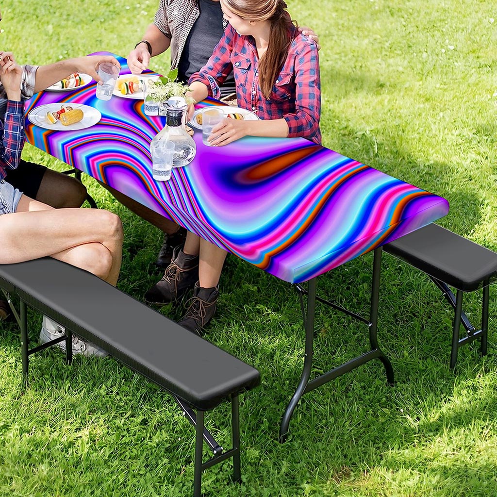 Purple Psychedelic Trippy Print Picnic Table Cover