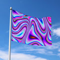 Purple Psychedelic Trippy Print Polyester Flag