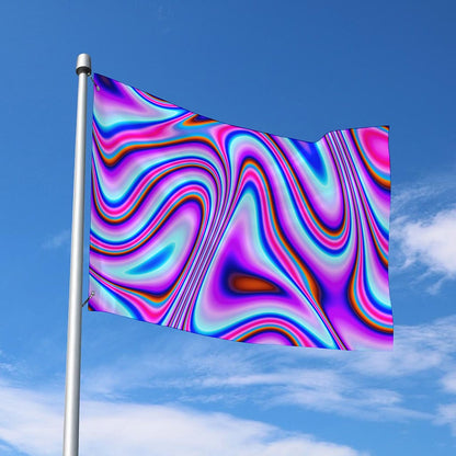 Purple Psychedelic Trippy Print Polyester Flag