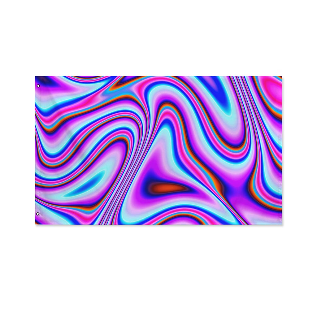 Purple Psychedelic Trippy Print Polyester Flag