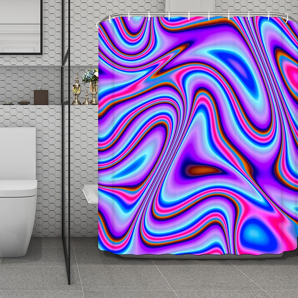 Purple Psychedelic Trippy Print Polyester Shower Curtain