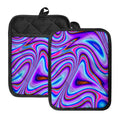 Purple Psychedelic Trippy Print Pot Holders With Pocket