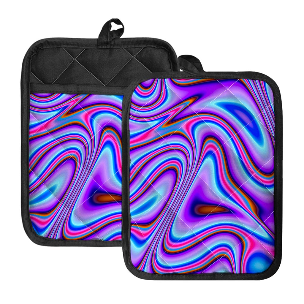 Purple Psychedelic Trippy Print Pot Holders With Pocket