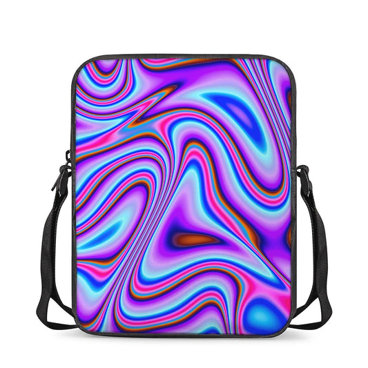 Purple Psychedelic Trippy Print Rectangular Crossbody Bag