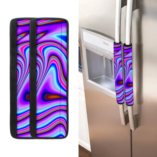 Purple Psychedelic Trippy Print Refrigerator Handle Covers