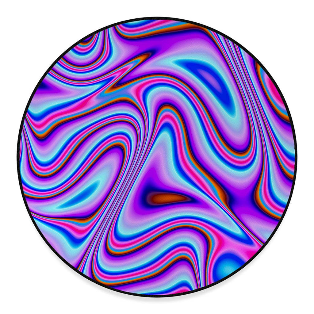Purple Psychedelic Trippy Print Round Floor Mat