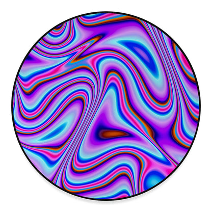 Purple Psychedelic Trippy Print Round Floor Mat