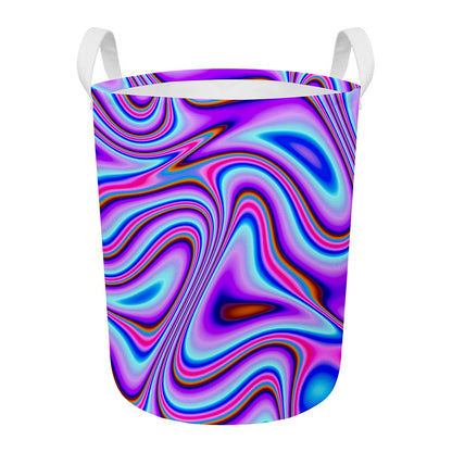 Purple Psychedelic Trippy Print Round Laundry Basket