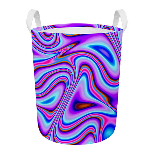 Purple Psychedelic Trippy Print Round Laundry Basket
