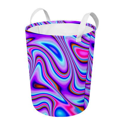 Purple Psychedelic Trippy Print Round Laundry Basket