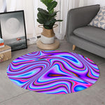 Purple Psychedelic Trippy Print Round Rug