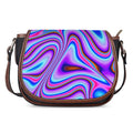 Purple Psychedelic Trippy Print Saddle Bag
