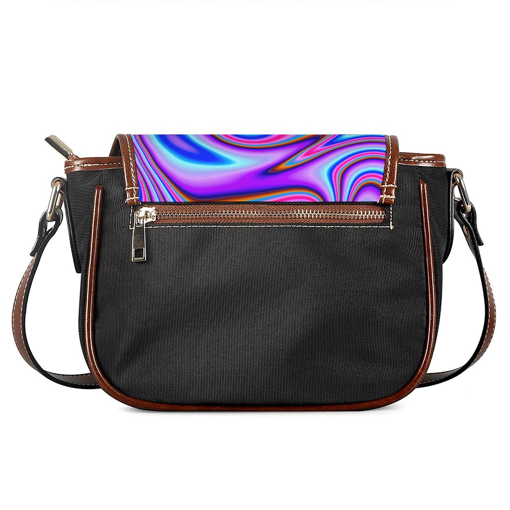Purple Psychedelic Trippy Print Saddle Bag