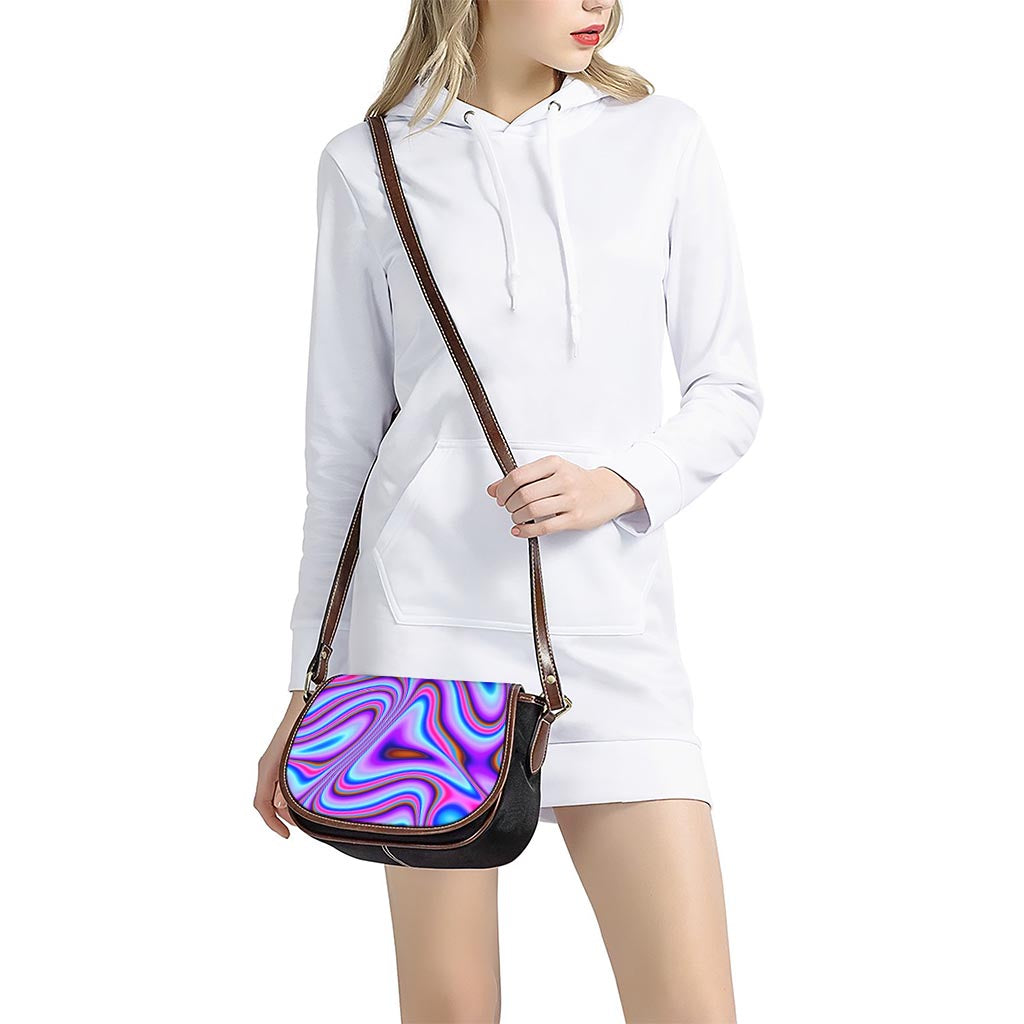 Purple Psychedelic Trippy Print Saddle Bag