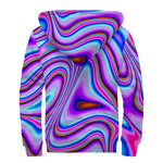 Purple Psychedelic Trippy Print Sherpa Lined Zip Up Hoodie