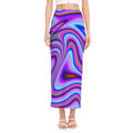Purple Psychedelic Trippy Print Side Slit Maxi Skirt