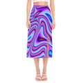 Purple Psychedelic Trippy Print Side Slit Midi Skirt