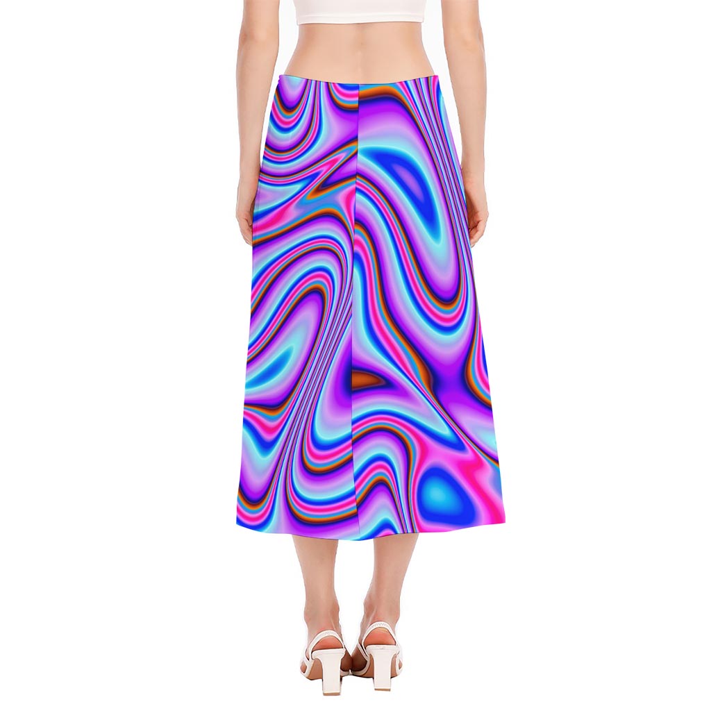 Purple Psychedelic Trippy Print Side Slit Midi Skirt